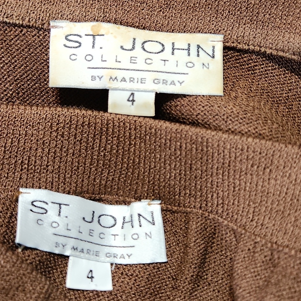 St John Vintage Brown Women's Skirt Suit Set With Gold Detail - Picture 6 of 6